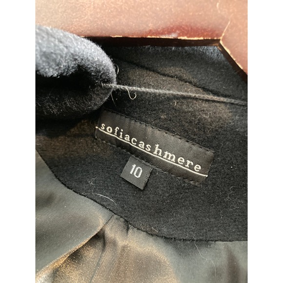 Sofia Cashmere Womens Black Wool Cashmere Blend Belted Trench Coat Size 10 - Picture 5 of 14